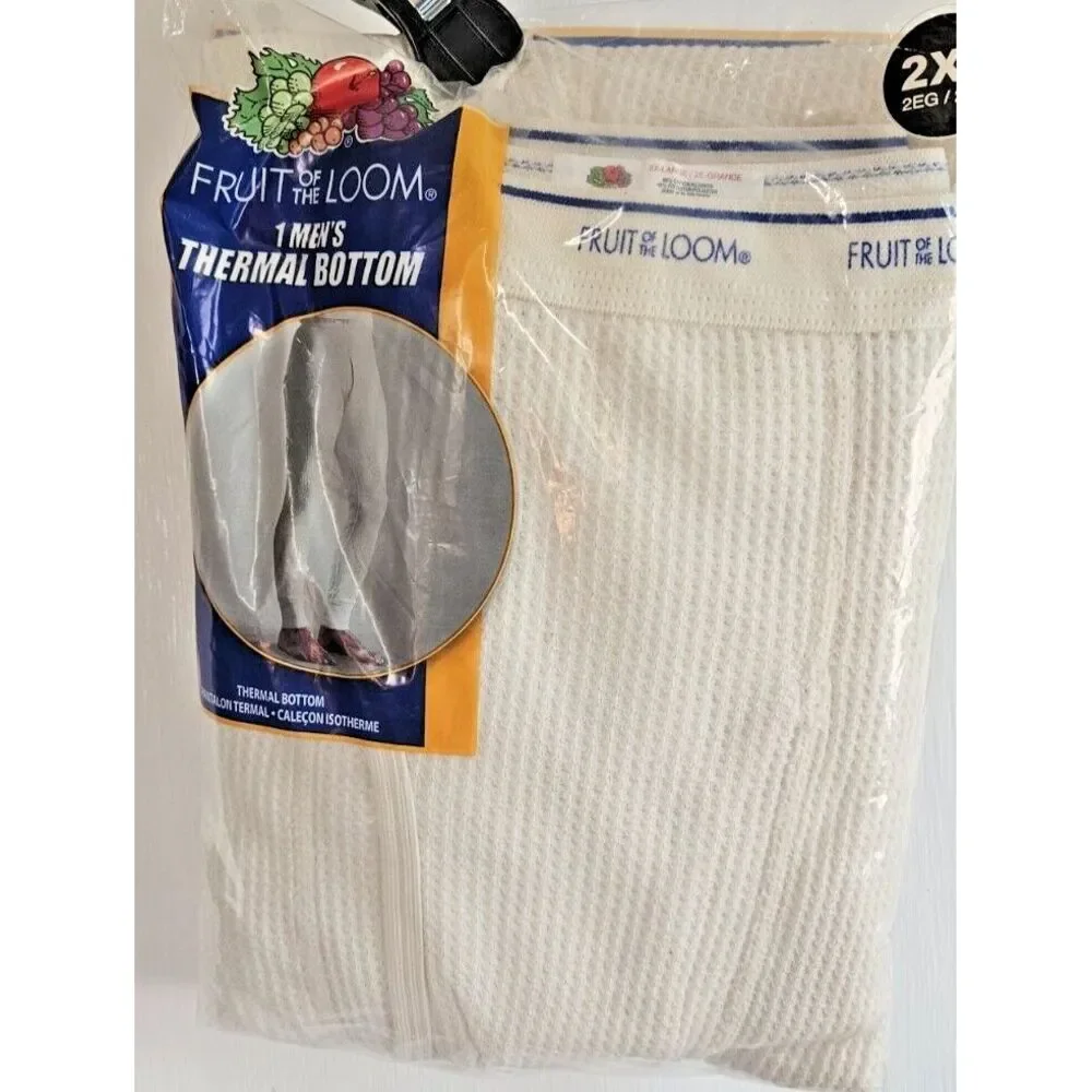 Vtg 1970 FRUIT &‎ LOOM men Sz 2XL THERMAL BOTTOM  cotton blend